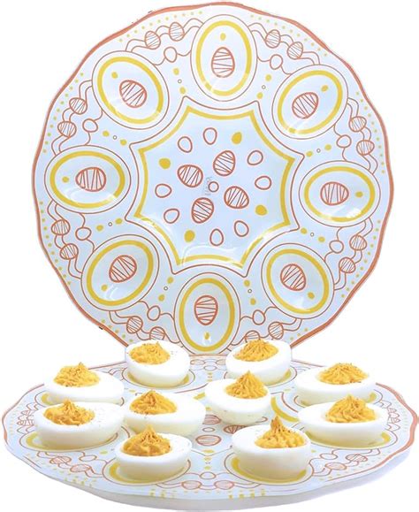 Deviled Egg Plate Set Of 2 Designed To Hold 16 Devil Eggs Tempered Glass Deviled