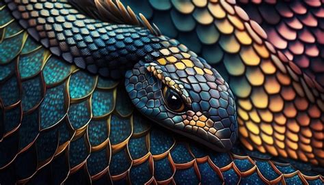 Premium Photo | A snake with a blue and green pattern