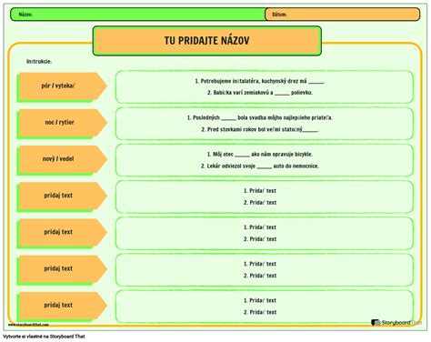 Pracovný List Homonymá na Tlač Storyboard von sk examples