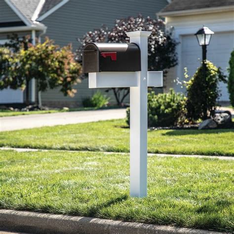 4 In X 4 In X 6 Ft Vinyl Mailbox Fence Post With Arm Furni Outdoor