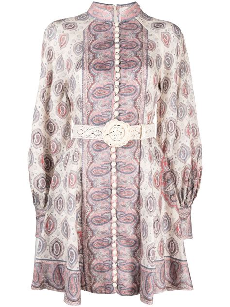 Zimmermann Vitali Paisley Print Button Up Minidress Farfetch