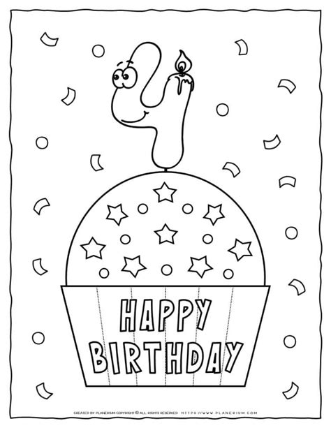 Happy Birthday Coloring Page 4th Birthday Planerium