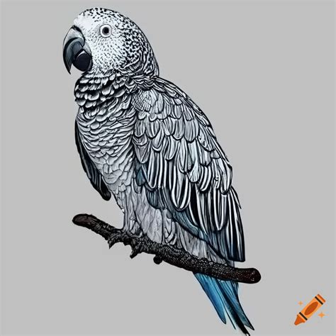 Colouring Pages Mandala Bird Image African Grey Parrot White