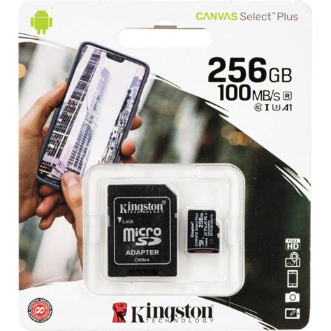 Карта памяти Kingston microSDXC 256GB Class 10 UHS-I R100MB/s + SD ...