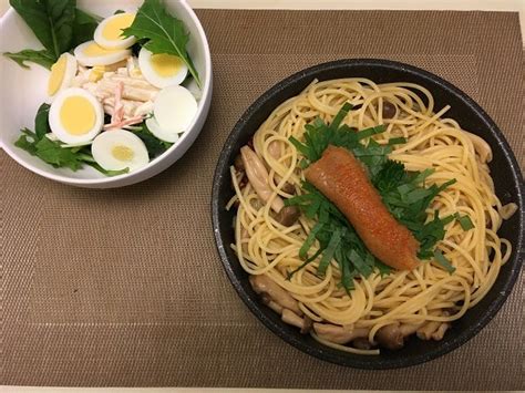 【昨日の晩御飯】辛子明太子が余っていたので和風パスタ作った 生活の質をちょびっと上げてみようと思った