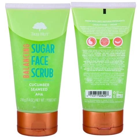 Tree Hut Cucumber Seaweed Aha Sugar Face Scrub Facial Exfoliate For Sensitive Skin 6 Oz