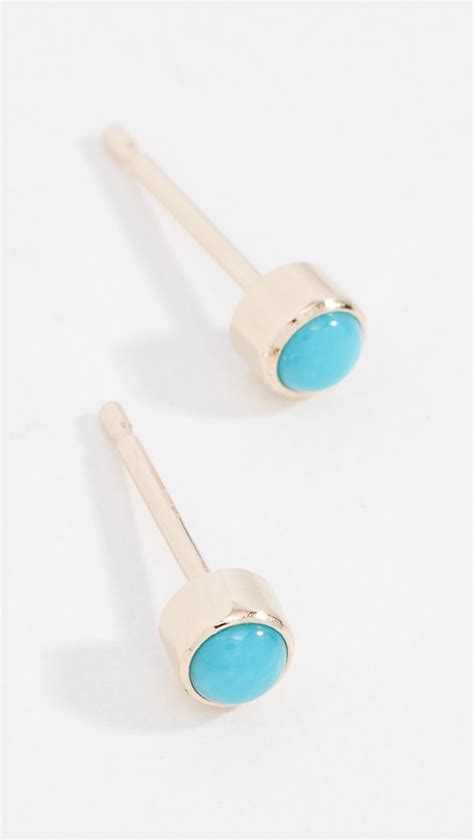 Zoe Chicco K Gold Turquoise Gemstones Stud Earrings Shopbop