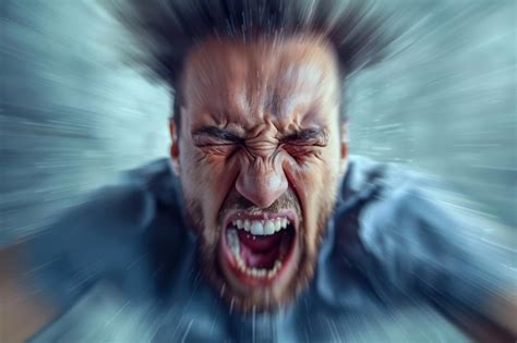 Premium Photo Intense Man Screaming With Dramatic Zoom Motion Blur