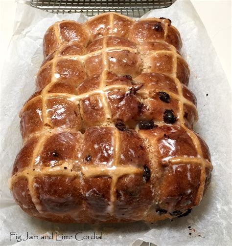 Sourdough Choc Chip Hot Cross Bun Reduced Milk Version Fig Jam And Lime Cordial