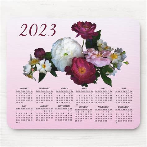 Old Fashioned Rose Flowers 2023 Calendar Mouse Pad | Zazzle