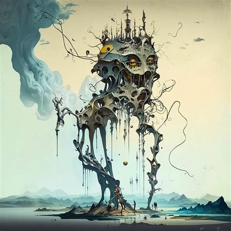 Surrealistic Image With Monster City In Salvador Dali Style AI