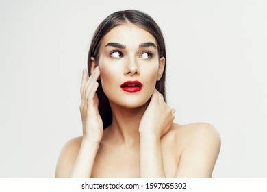 Beautiful Woman Naked Shoulders Clean Skin Stock Photo