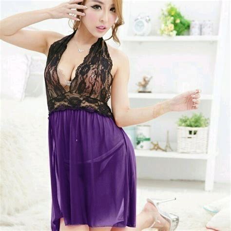 Jual Lingerie Baju Tidur Sexy Hitam Ungu Super Transparan JX0547 Di