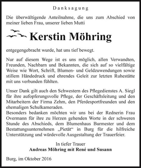 Traueranzeigen Von Kerstin M Hring Abschied Nehmen De