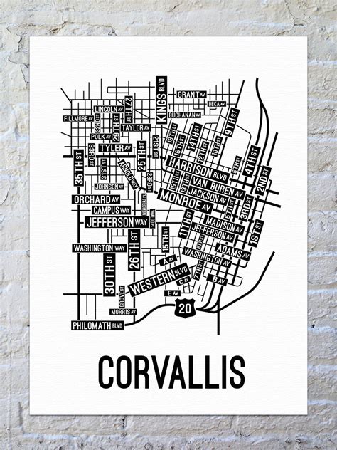 Corvallis, Oregon Street Map Canvas - School Street Posters