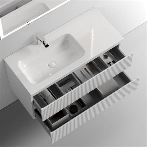Тумба подвесная под раковину Snob T левая, Bianco 995х445х500