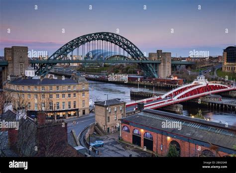 Newcastle Swing Bridge, Tyne Bridge and River Tyne, Newcastle Upon Tyne ...