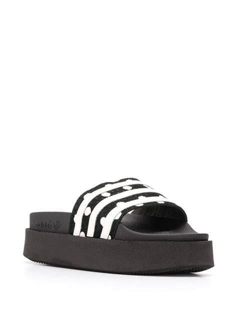 Adidas Cotton Adilette Bold Platform Slides In Black Lyst