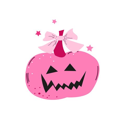 Halloween pumpkin. Cute pink pumpkin with a bow. Icon isolated on white ...