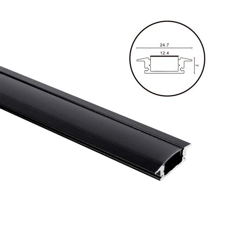 Calha Abas Para Fita Led Preto Difusor Preto Para Embutir L