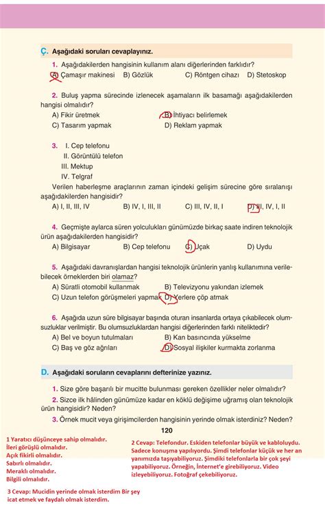 4 Sınıf Sosyal Bilgiler Tuna Yayınları Sayfa 120 Cevapları