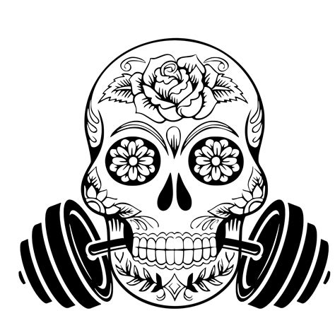 Weightlifting Svg Sugar Skull Svg Download Cut File Weight Lifting Skull Day Of The Dead