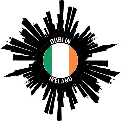 Premium Vector | Dublin skyline silhouette ireland flag travel souvenir ...