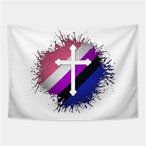 Paint Splatter Gender Fluid Pride Flag Cross Symbol Gender Fluid