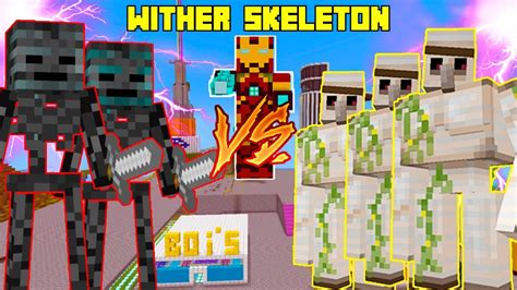 Minecraft Wither Skeleton Vs Iron Golem Youtube