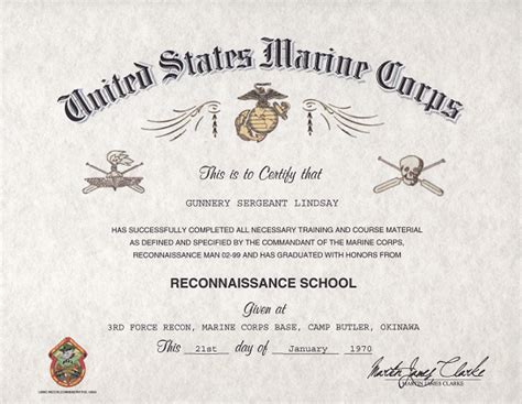 Usmc Certificate Of Commendation Example