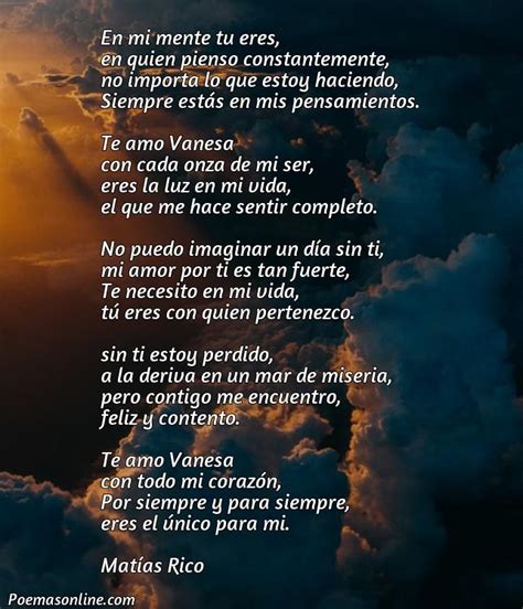 Poemas De Amor Para Vanessa Poemas Online