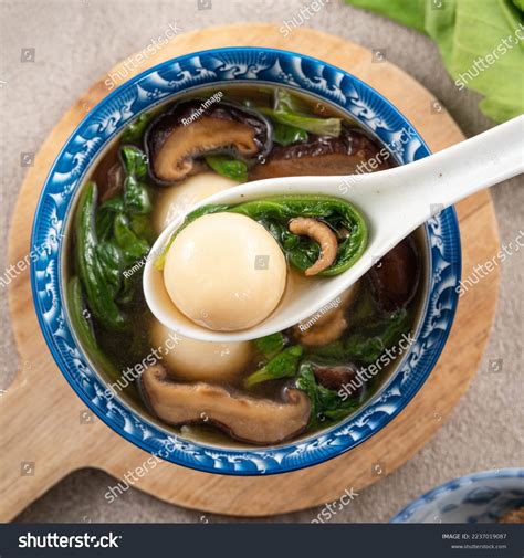 Eating Big Tangyuan Yuanxiao Tang Yuan Stock Photo