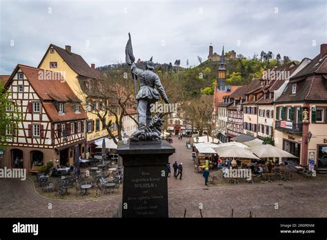 A war monument, the Market Square with traditional medieval ...