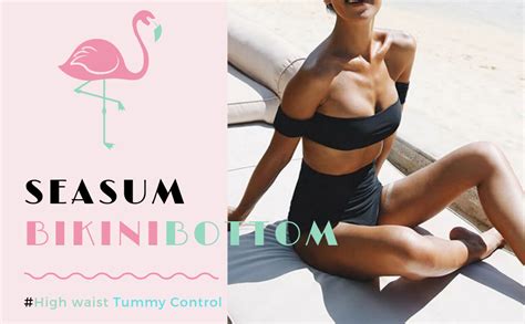 Amazon Women S Retro High Waisted Bikini Bottom Ruffle Tummy Control Tankini Briefs Swim