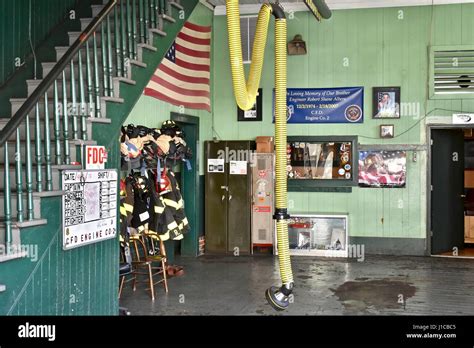 Fire station garage interior Stock Photo - Alamy