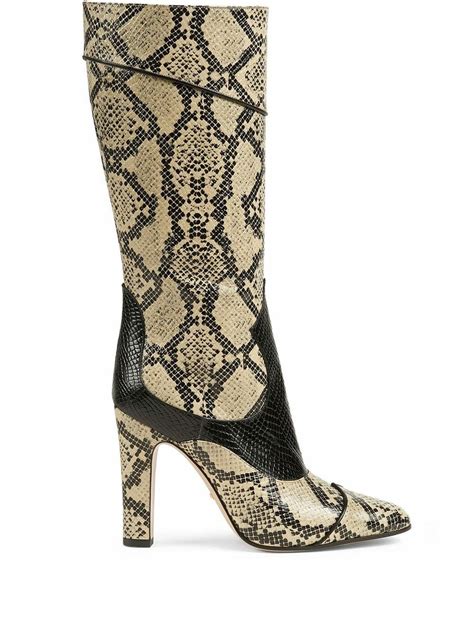 Gucci Snake Print Leather Boots Gucci