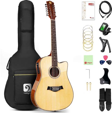 Vangoa Chitarra A 12 Corde Acustica Elettrica Cutaway Dreadnought