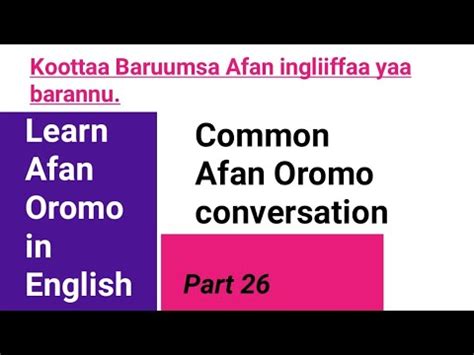 Learn Afan Oromo In English Part 26 Barumsa Afan Ingliiffaa Barnoota