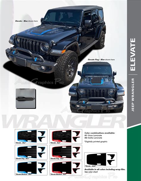 2018 2024 Jeep Wrangler Hood Decal ELEVATE HOOD Vinyl Graphic Stripes Kit