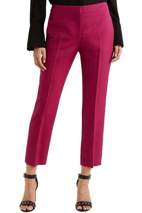 Magenta Cropped Wool Blend Straight Leg Pants Sale Up To 70 Off