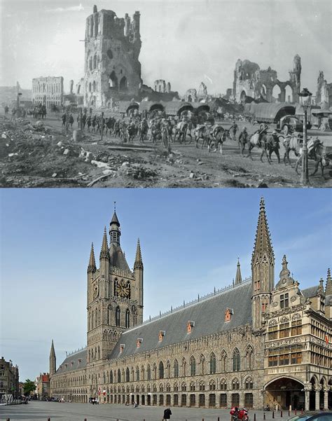 The Cloth Hall In Ypres Belgium 1918 And Today Reurope