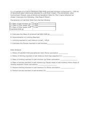 Pre Labe Questions For Experiment 8 Limiting Reactant Docx 4 A A