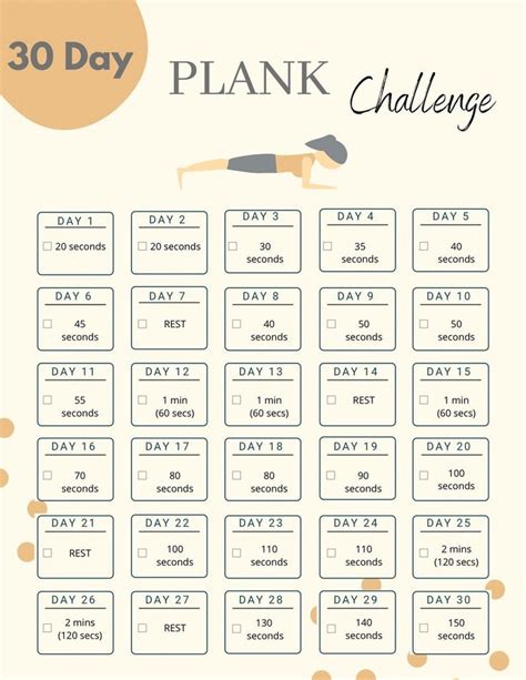 30 Day Plank Challenge Digital Fitness Guide Printable Plank Challenge