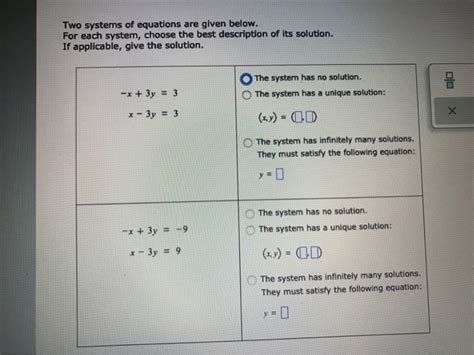 Solved Two Systems Of Equations Are Given Below For Each