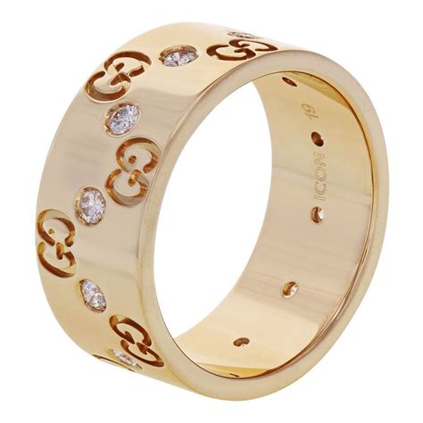 Gucci Icon Wide Rose Gold Diamond Ladies Ring 18k Gold 060 Cttw Size 8