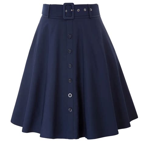 Women High Waist Skater Skirt Knee Length Casual Classic Flared A Line