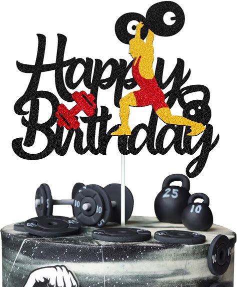 Buy Weightlifting Cake Topper Happy Birthday Sign Cake Decorations For