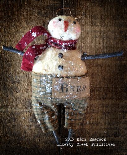 Primitive Snowman Ornie By Liberty Creek Primitives Brrr Primitive