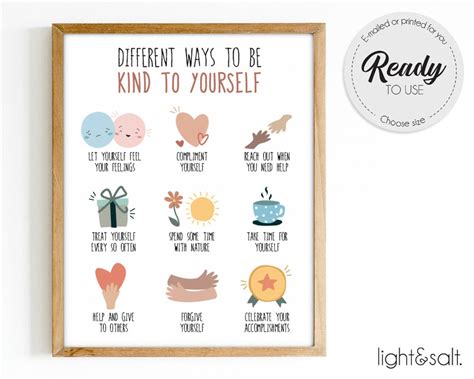 Be Kind To Yourself Poster Daily Checkin Self Care Daily Checklist