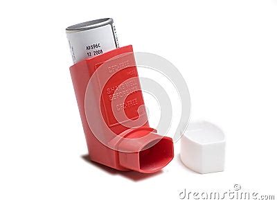 Red Asthma Inhaler Stock Image - Image: 6139281